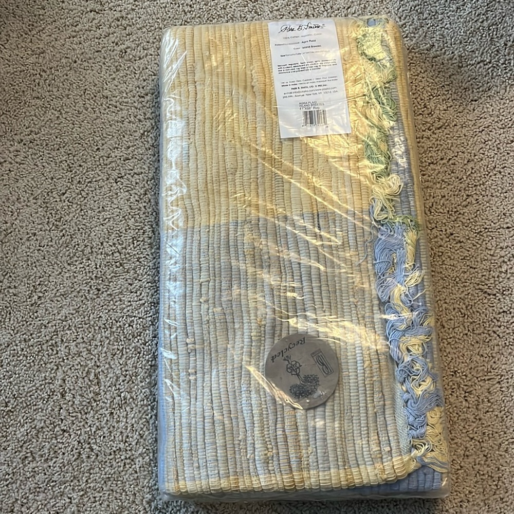 Blue and yellow rug